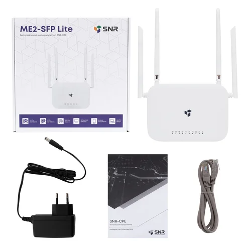Беспроводной маршрутизатор SNR-CPE-ME2-SFP Lite, 802.11a/b/g/n, 802.11ac Wave 2, 4xGE RJ45, 1xSFP Беспроводной маршрутизатор SNR-CPE-ME2-SFP Lite, 802.11a/b/g/n, 802.11ac Wave 2, 4xGE RJ45, 1xSFP
